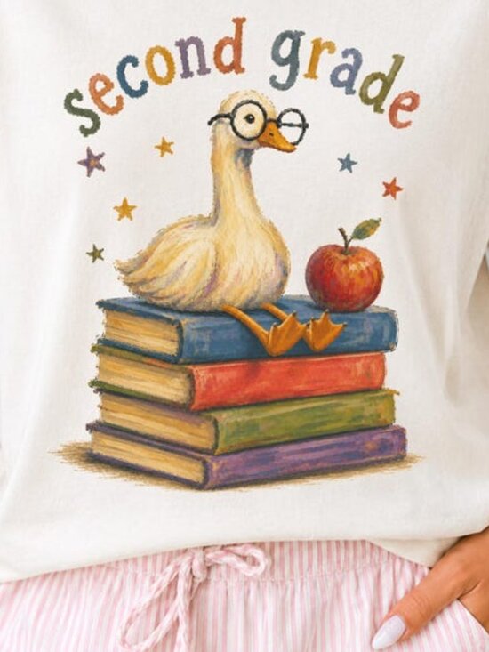 Tops - Faux Hand Painted Goose Second Grade Shirt